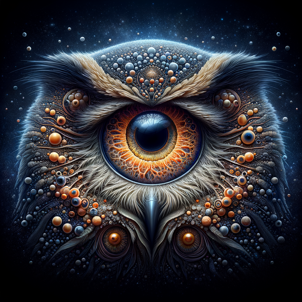 Close-up illustration of an owl's eye showcasing the secrets of night vision in owls, symbolizing the unraveling of owl eyesight and its exceptional night vision capabilities.