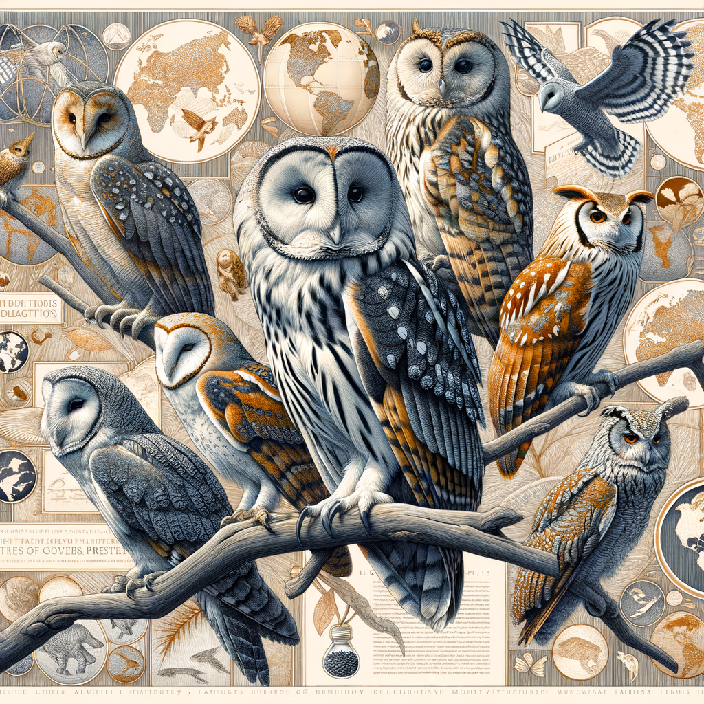 Illustration of diverse owl species perched on a branch, symbolizing Owl Conservation Laws, Habitat Conservation Act, and the importance of Legal Protection for Endangered Owl Species under Wildlife Conservation Legislation.