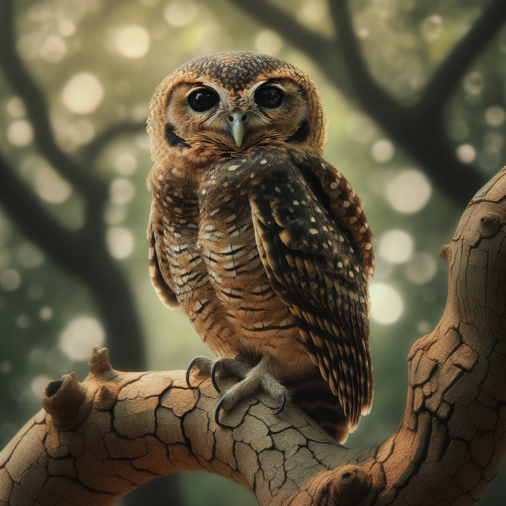 Unique Flammulated Owl, a master of the night, showcasing its nocturnal bird behavior, adaptations and characteristics in its natural habitat as a night predator.