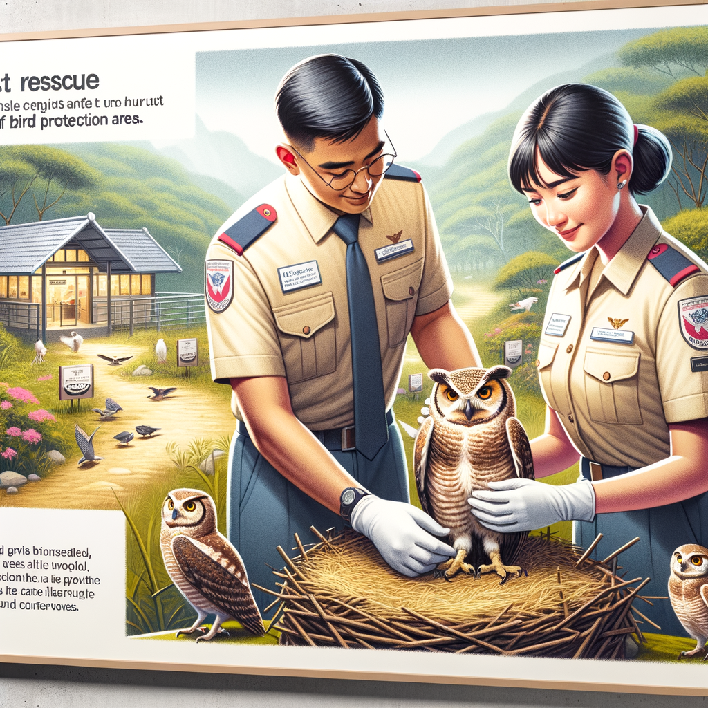 Dedicated staff at an owl sanctuary providing injured birds care, emphasizing the importance of bird sanctuaries, owl rehabilitation, and wildlife protection for the conservation of birds in safe havens.