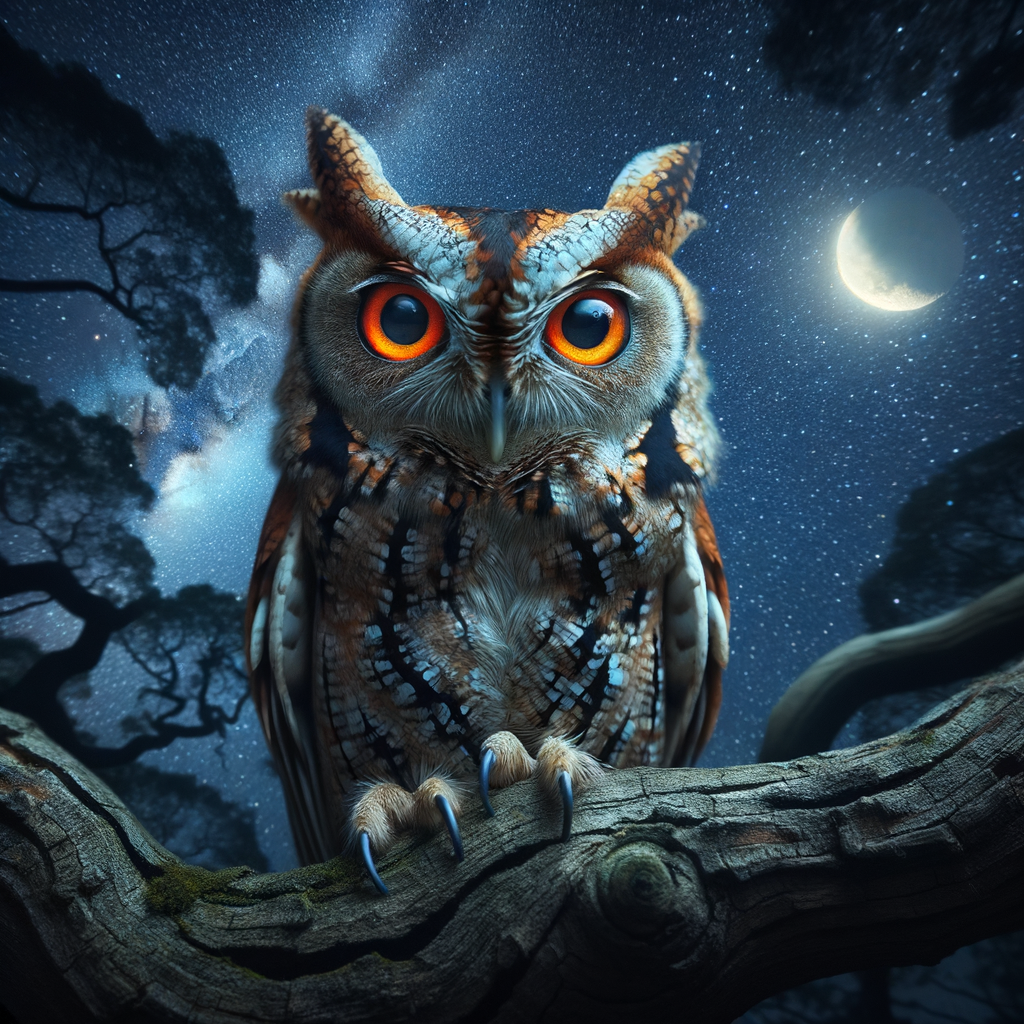Eastern Screech Owl, a nocturnal bird and hunter, exhibiting owl hunting habits and night activity in its natural habitat, showcasing screech owl behavior and characteristics.