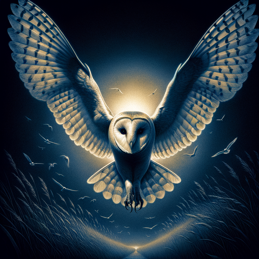 Barn Owl showcasing its unique characteristics and adaptations, silently gliding in its nocturnal habitat, embodying the ghost of the night during hunting, highlighting the enigmatic behavior and species of this remarkable bird.